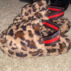 Cute, fluffy leopard slides